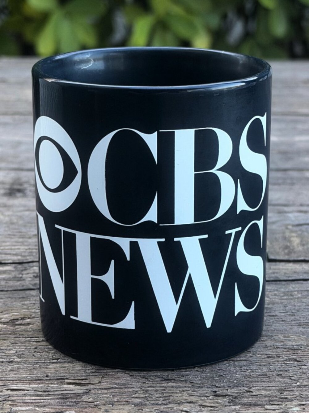 CBS News Mug Black and White Logo Ceramic Retro Eye TV Broadcast Collectable Exc